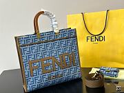 Fendi Embroidered Denim Sunshine Shopping Bag 36cm - 1