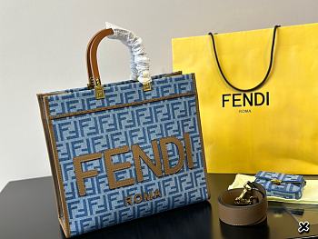 Fendi Embroidered Denim Sunshine Shopping Bag 36cm