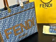 Fendi Embroidered Denim Sunshine Shopping Bag 36cm - 3