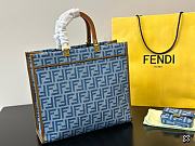 Fendi Embroidered Denim Sunshine Shopping Bag 36cm - 2