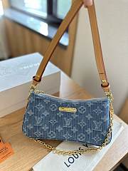 Louis Vuitton Liv Pochette Bag Sky Blue Denim 20cm - 1