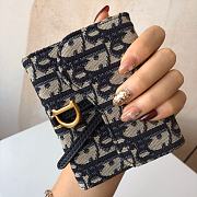 Dior Saddle Wallet Blue Oblique Jacquard 11x10x2cm - 1