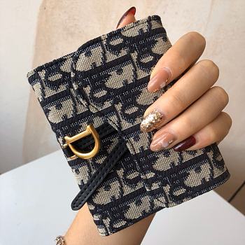 Dior Saddle Wallet Blue Oblique Jacquard 11x10x2cm