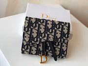 Dior Saddle Wallet Blue Oblique Jacquard 11x10x2cm - 5