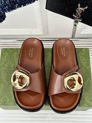 Gucci Marina Chain Slide Sandals in Brown - 1