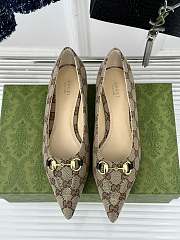 Gucci Horsebit GG Slip-On Ballerina Shoes Beige - 1