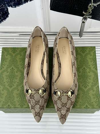 Gucci Horsebit GG Slip-On Ballerina Shoes Beige