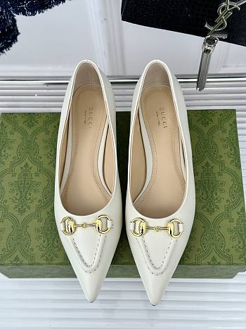 Gucci Horsebit GG Slip-On Ballerina Shoes White