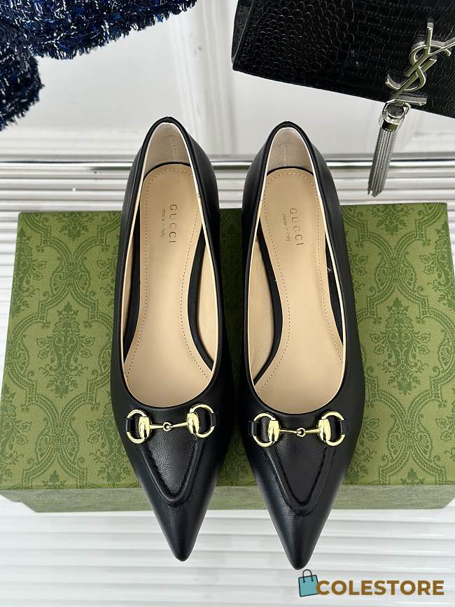 Gucci Horsebit GG Slip-On Ballerina Shoes Black - 1