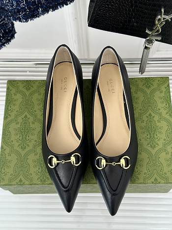 Gucci Horsebit GG Slip-On Ballerina Shoes Black