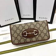 Gucci 1955 Horsebit Zipper Wallet Brown 19x10x3cm - 1