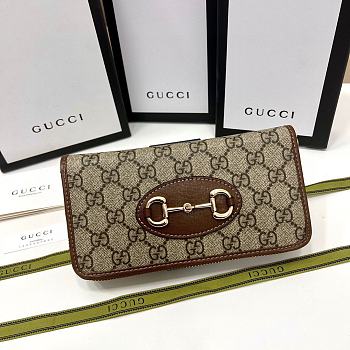 Gucci 1955 Horsebit Zipper Wallet Brown 19x10x3cm