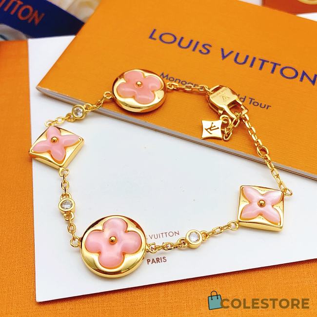  Louis Vuitton Pink Old Flower Bracelet Gold - 1