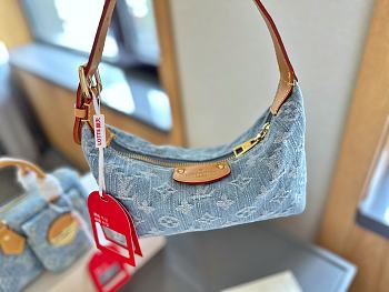 Louis Vuitton Hills Pochette Handbag Sky Blue Denim 18cm