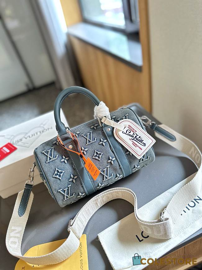 Louis Vuitton Denim Keepall Bag 24x15cm - 1