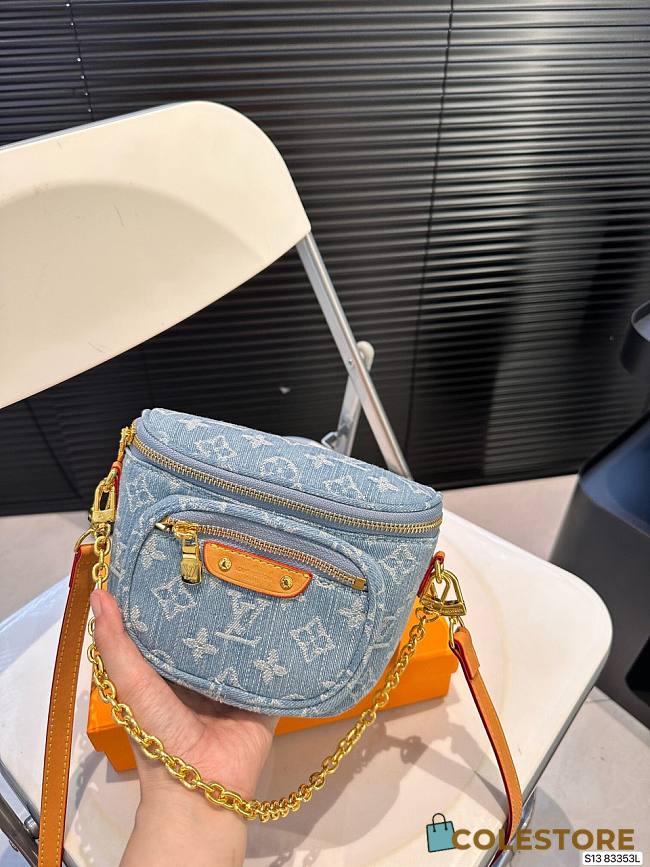 Louis Vuitton Mini Bumbag Monogram Macassar Canvas Denim 17x15cm  - 1