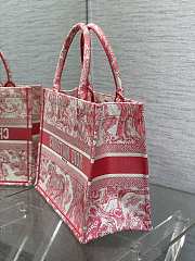 Dior Book Tote Tiger Embroidery Red 36x18x28cm - 5