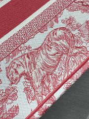 Dior Book Tote Tiger Embroidery Red 36x18x28cm - 4