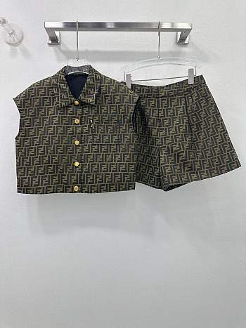 Fendi 24 Jacquard Vest Shorts Set
