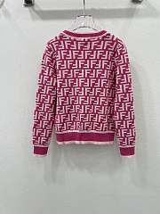 Fendi FF Motif V-Neck Cardigan Pink & White - 2
