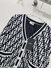 Fendi FF Motif V-Neck Cardigan Black & White - 6