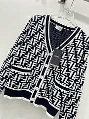 Fendi FF Motif V-Neck Cardigan Black & White - 5