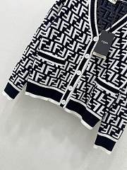 Fendi FF Motif V-Neck Cardigan Black & White - 2