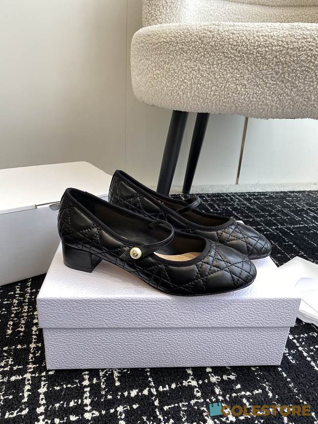 Dior Ballet Flat Black Quilted Cannage Calfskin - 1