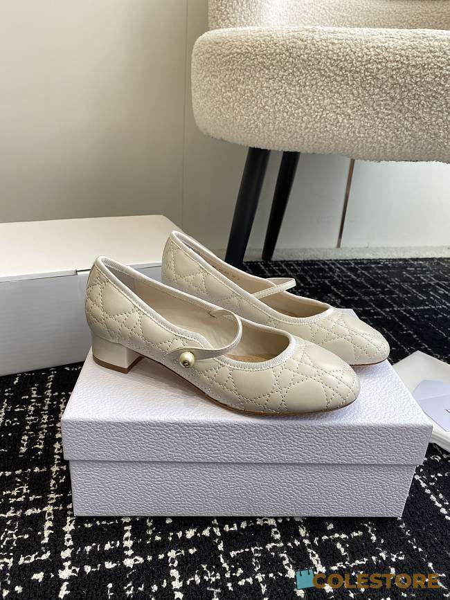 Dior Ballet Flat White Quilted Cannage Calfskin - 1