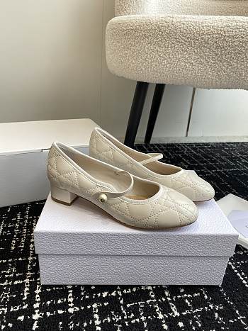 Dior Ballet Flat White Quilted Cannage Calfskin