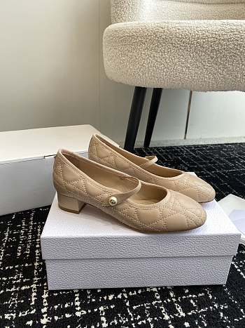 Dior Ballet Flat Beige Quilted Cannage Calfskin