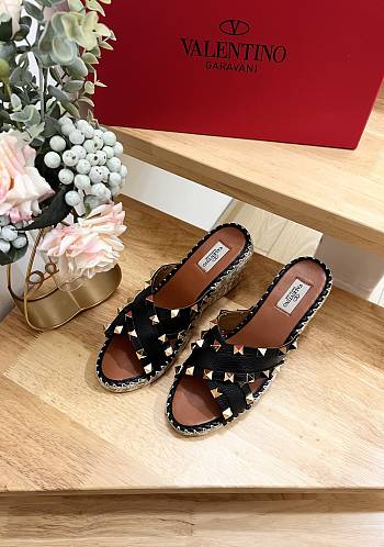 Valentino Garavani Lace-up Wedge Sandals Black