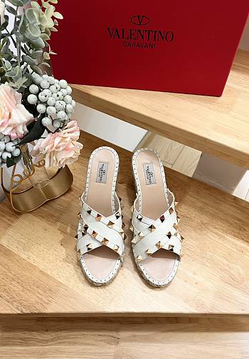 Valentino Garavani Lace-up Wedge Sandals White
