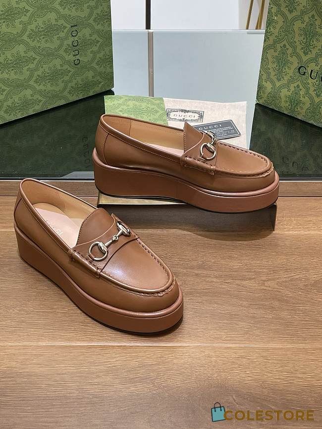 Gucci Horsebit Platform Loafer Brown - 1