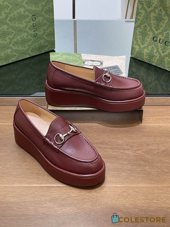 Gucci Horsebit Platform Loafer Burgundy - 1