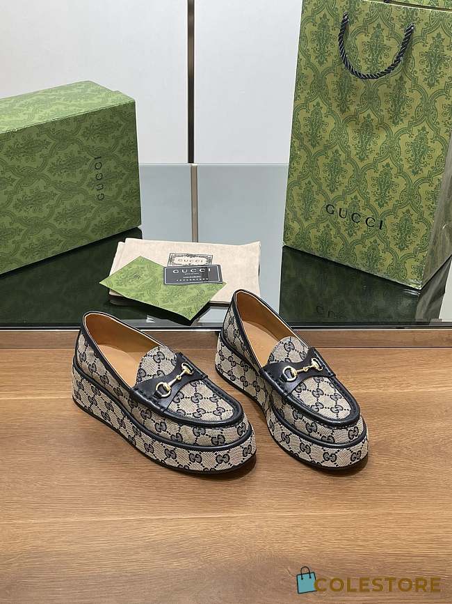  Gucci Horsebit Platform Loafer Beige & Black - 1