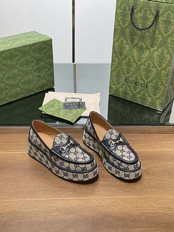  Gucci Horsebit Platform Loafer Beige & Black
