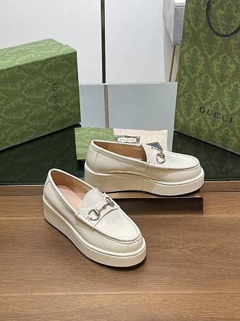  Gucci Horsebit Platform Loafer White
