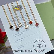 Van Cleef & Arpels Mini Four-leaf Clover Necklace Red/Black/White - 2