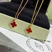 Van Cleef & Arpels Mini Four-leaf Clover Necklace Red/Black/White - 4