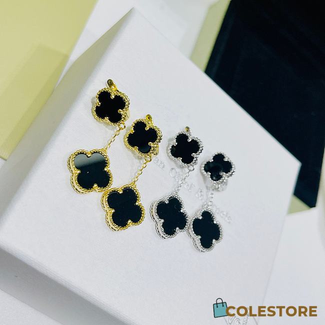Van Cleef & Arpels Double Four-leaf Clover Black in Gold/Silver - 1