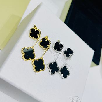 Van Cleef & Arpels Double Four-leaf Clover Black in Gold/Silver