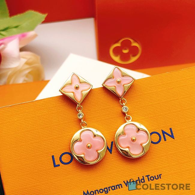 Louis Vuitton Pink Tassel Flower Earrings - 1