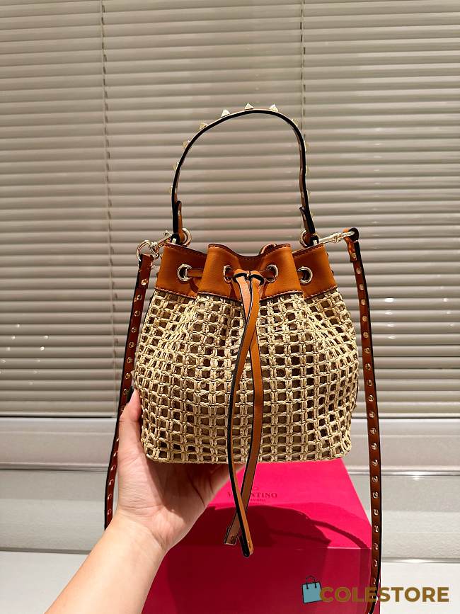 Valentino Loco Raffia and Calfskin 19x16cm - 1