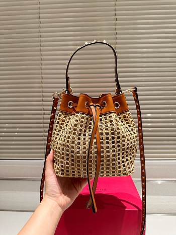 Valentino Loco Raffia and Calfskin 19x16cm
