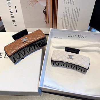 Celine Maillard French Leather Hair Clip White / Brown