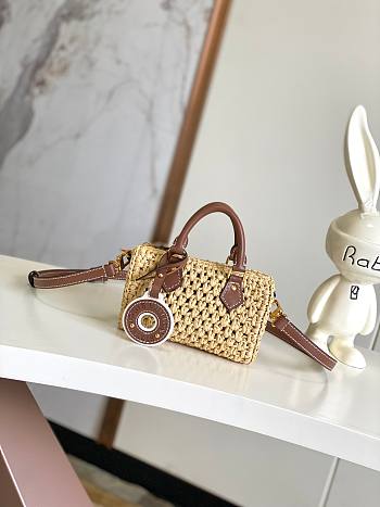 Louis Vuitton Nano Speedy Bag Raffia Tan M83525 16 x10 x 7.5 cm