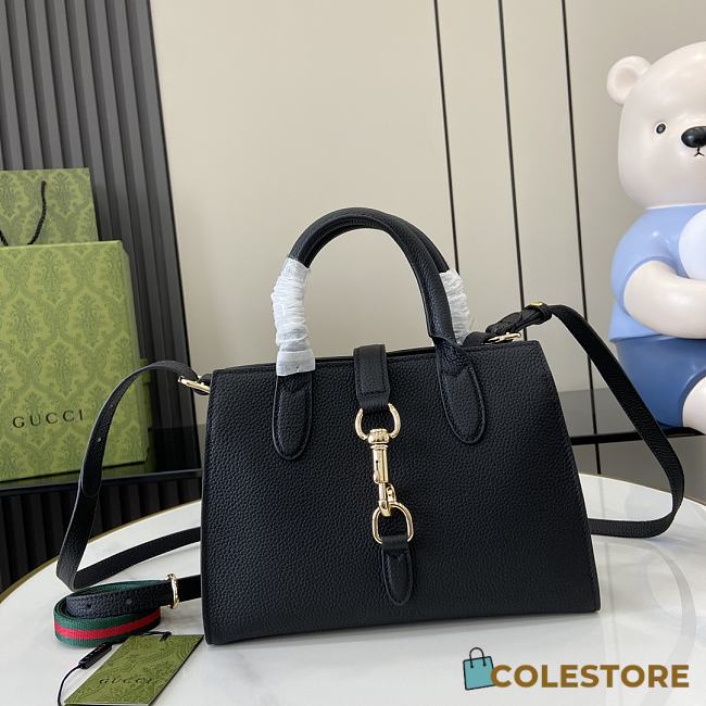 Gucci Small Tote Bag With Hook Closure Black Leather 795349 24 x 17.5 x 8.5 cm - 1