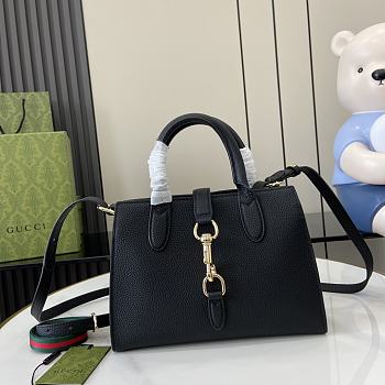 Gucci Small Tote Bag With Hook Closure Black Leather 795349 24 x 17.5 x 8.5 cm