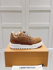 Louis Vuitton Trainer Maxi Sneaker Nubuck Caft Leather Beige  - 3